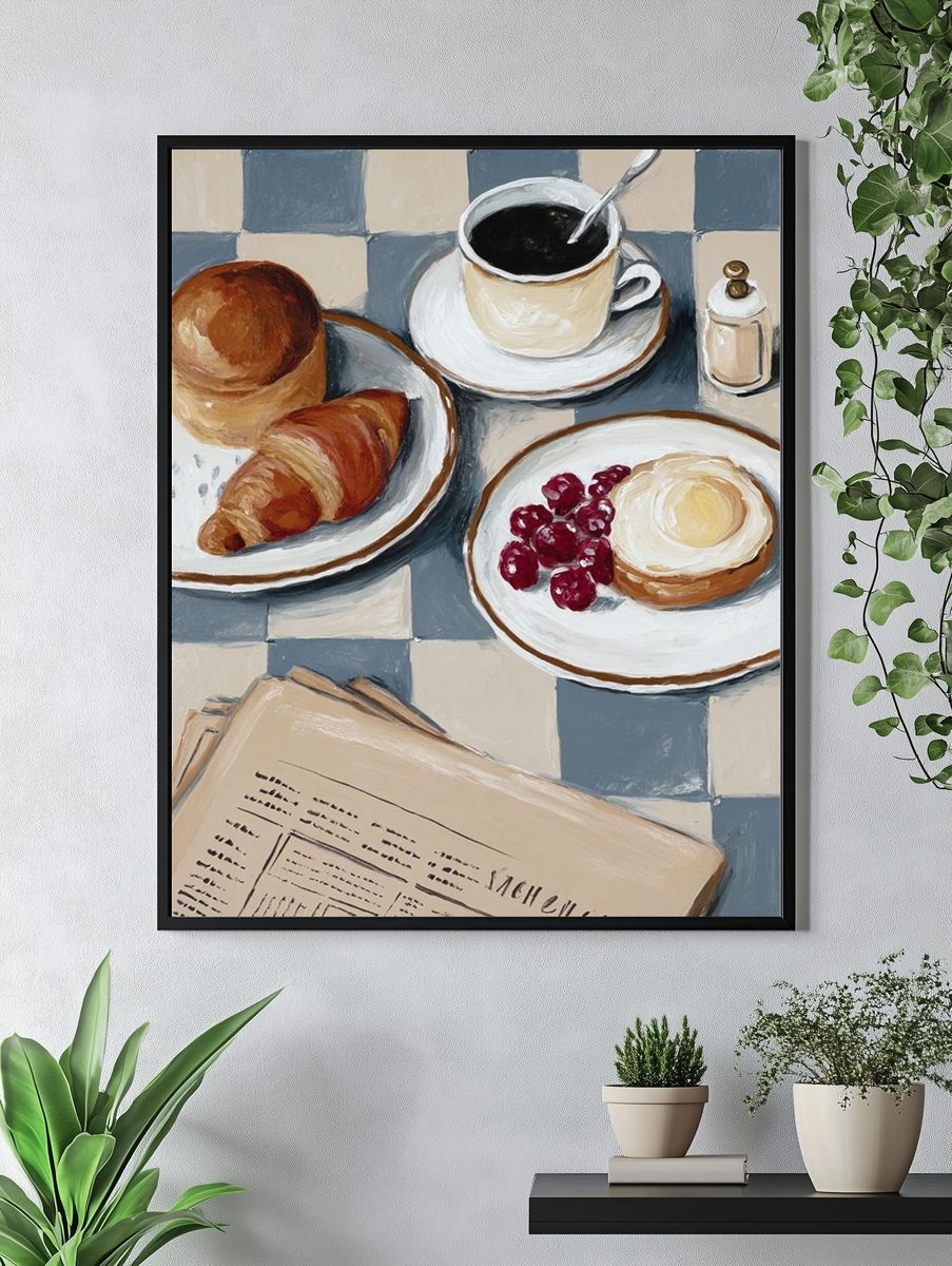 French Breakfast Table Illustration Poster. — room view 4
