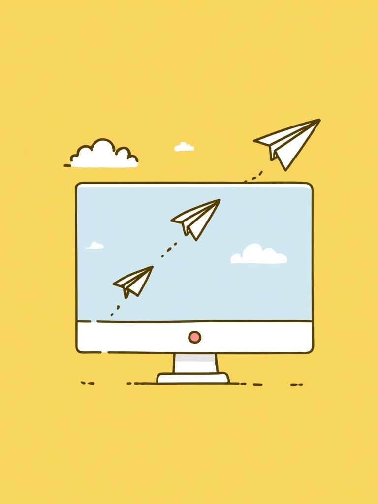 Paper Airplane Monitor Illustration Poster. poster — illustration art