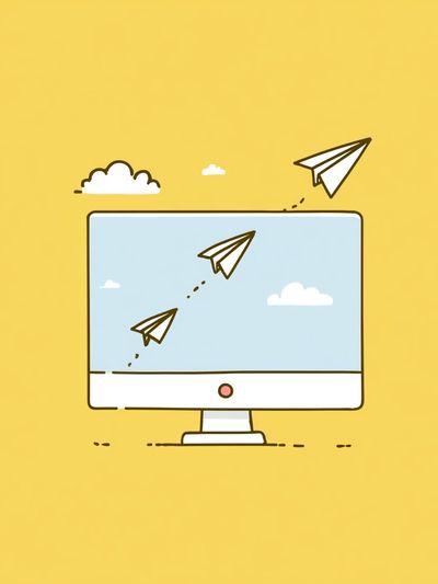 Paper Airplane Monitor Illustration Poster.