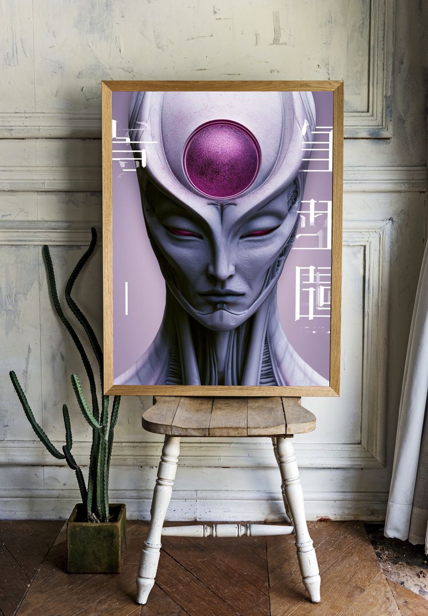 Cyber Mystic Portrait Poster. room preview