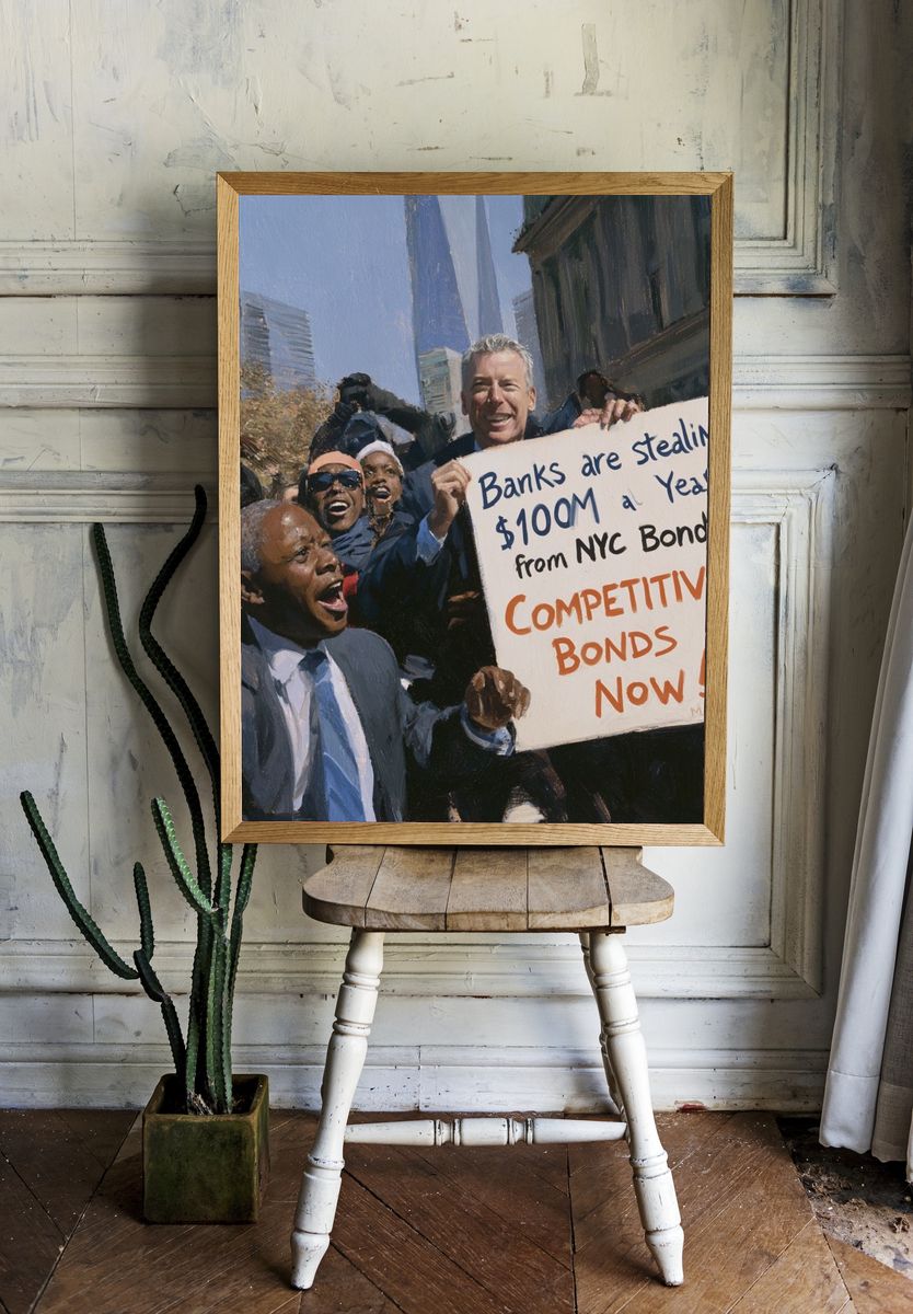 NYC Protest Scene Illustration Poster. — room view 1