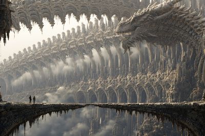 Dragon Cityscape Fantasy Print.