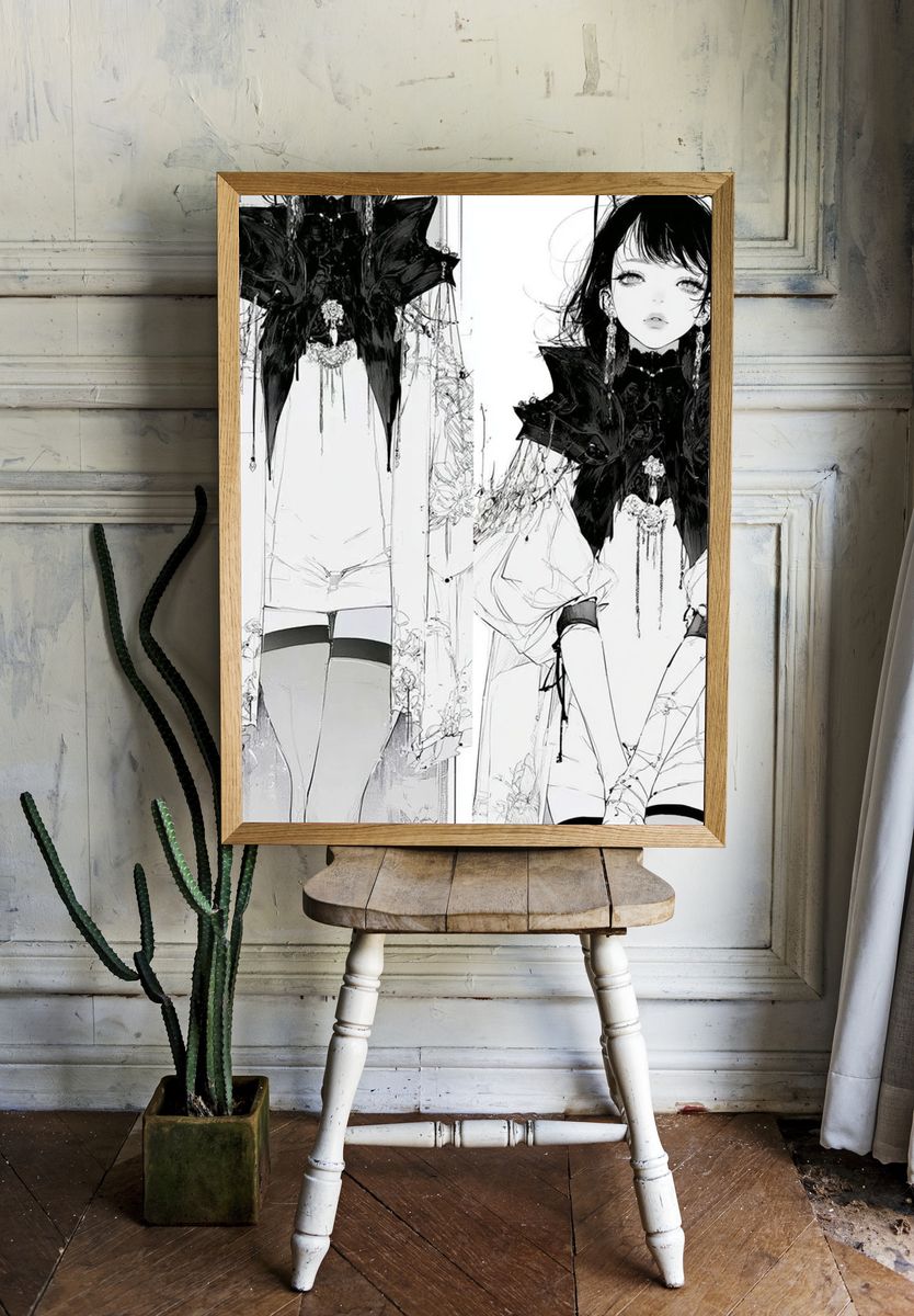 Gothic Fashion Girl Illustration Poster. — room view 1