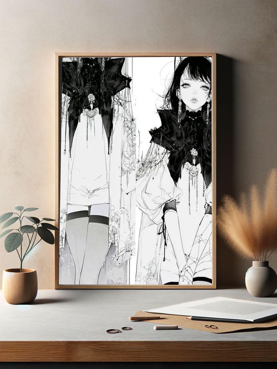 Gothic Fashion Girl Illustration Poster. — room view 2