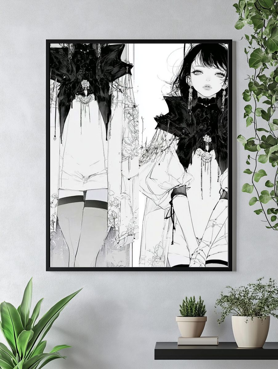 Gothic Fashion Girl Illustration Poster. — room view 4