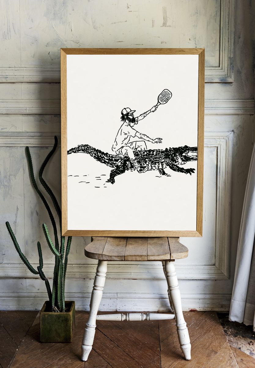 Alligator Rider Illustration Poster. — room view 1