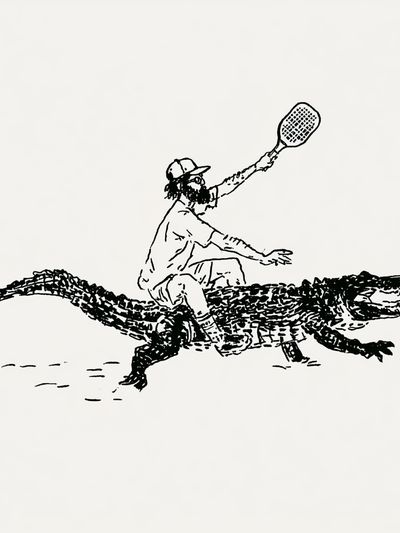 Alligator Rider Illustration Poster.