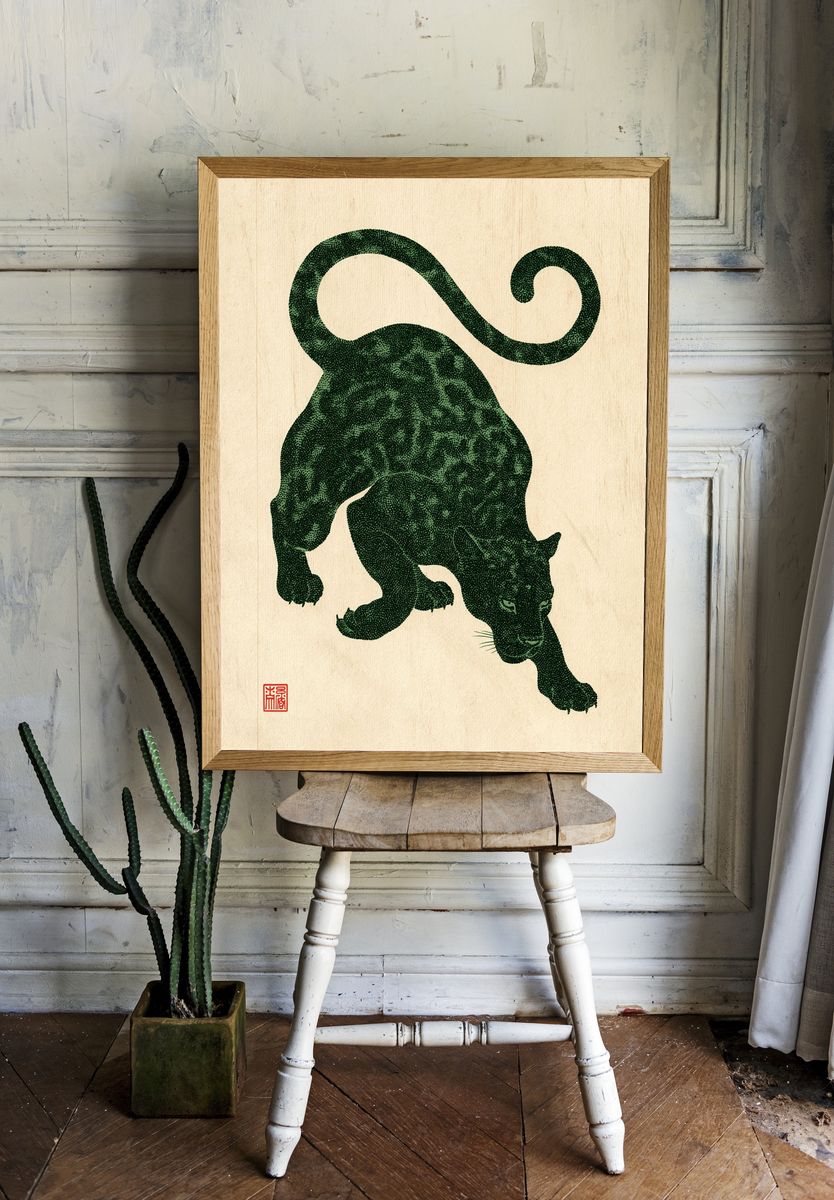 Leaping Panther Illustration Poster. room preview