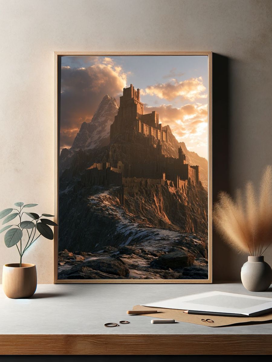Mountain Fortress Fantasy Print. — room view 2