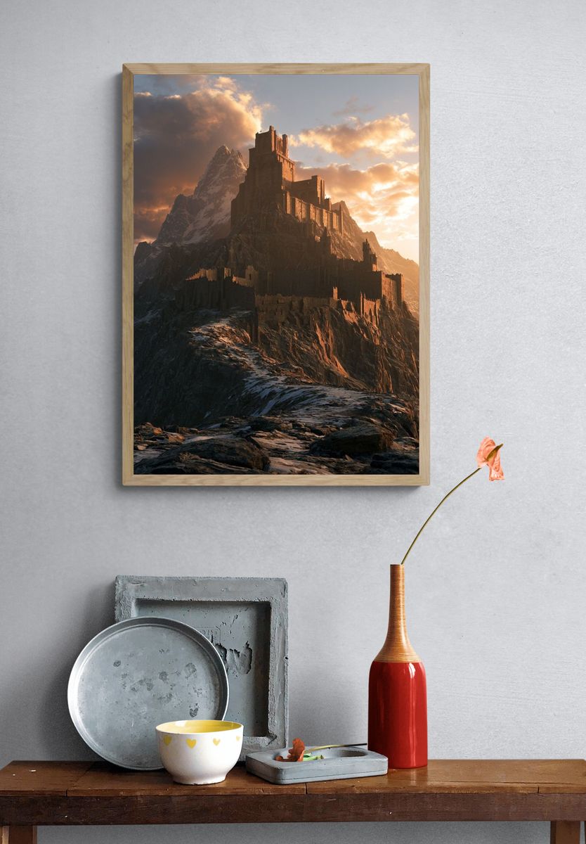 Mountain Fortress Fantasy Print. — room view 3