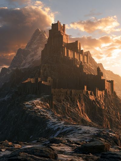 Mountain Fortress Fantasy Print.