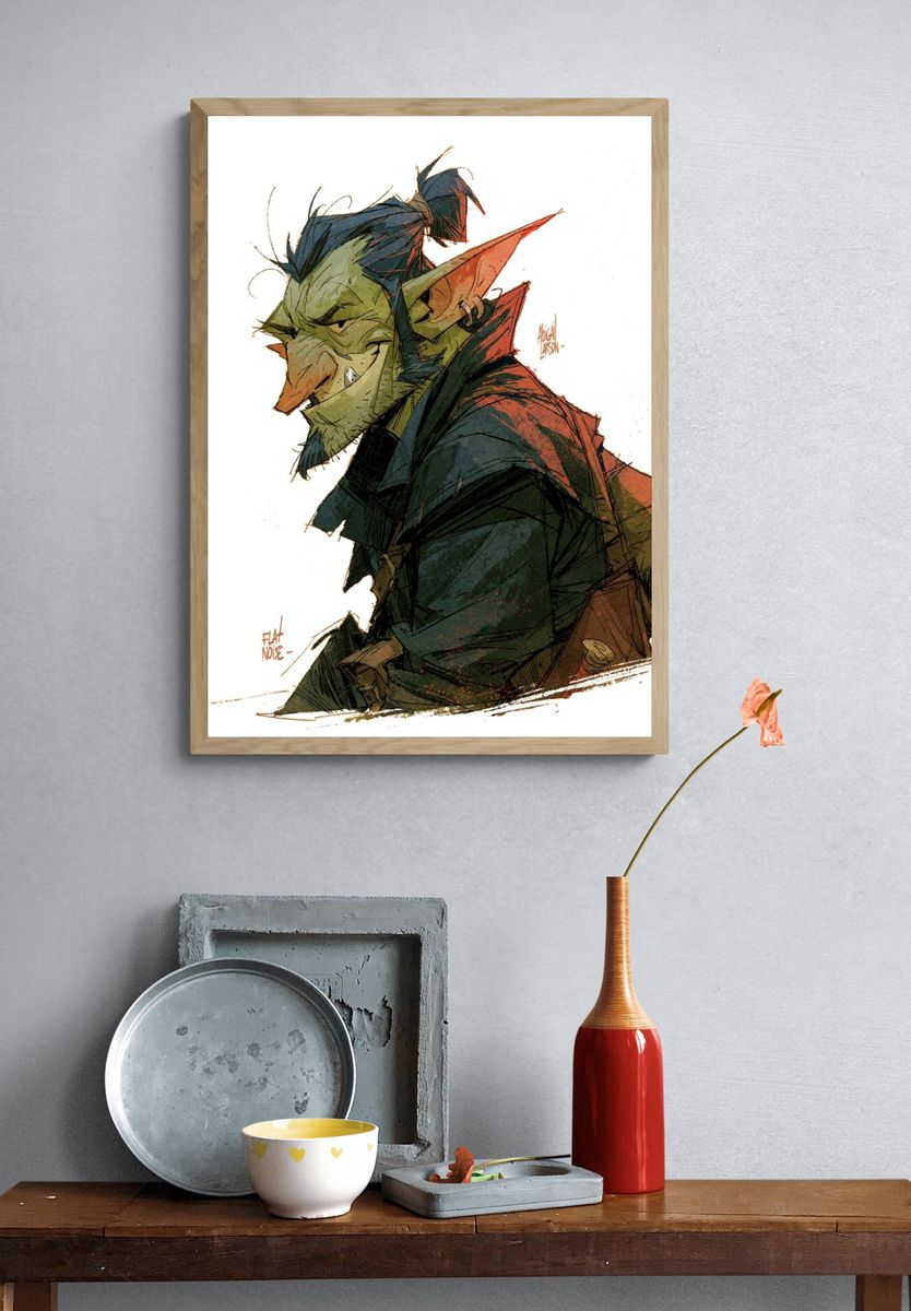 Red Bird Commander Illustration Poster. — room view 3