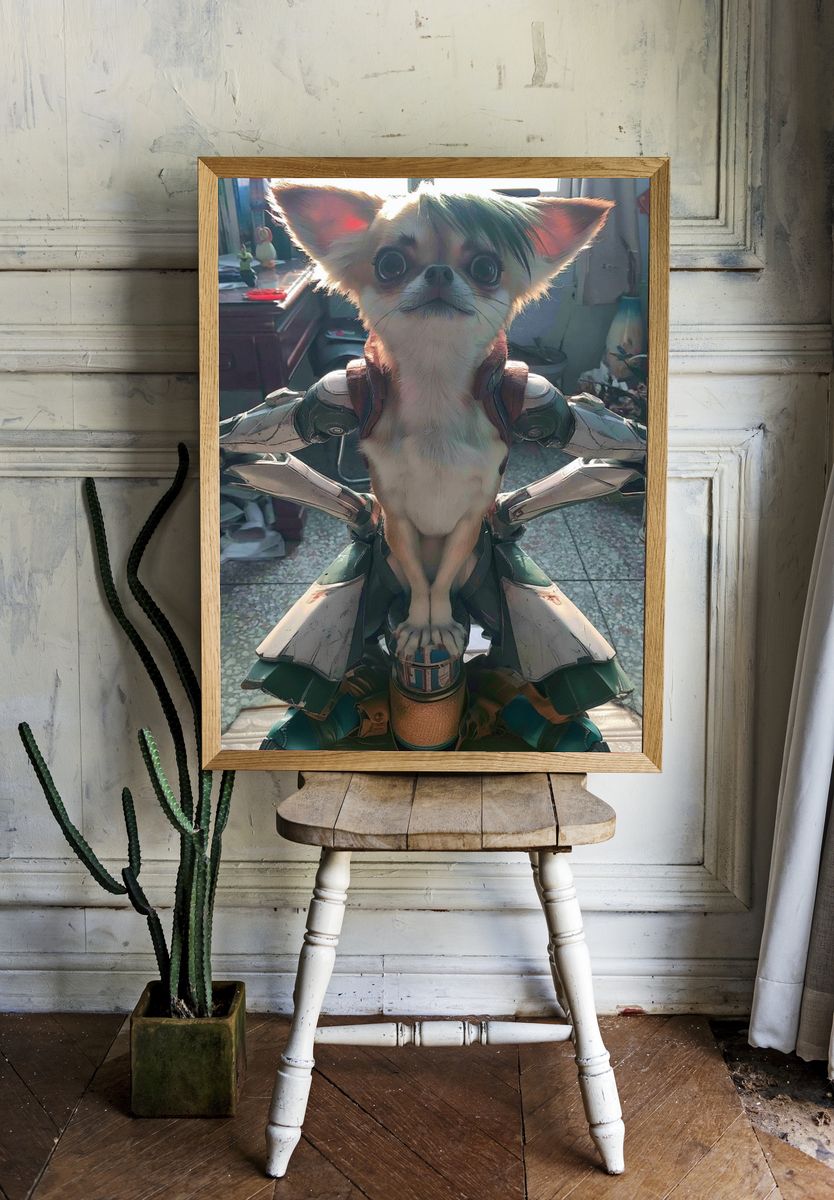 Cyber Chihuahua Portrait Poster. room preview