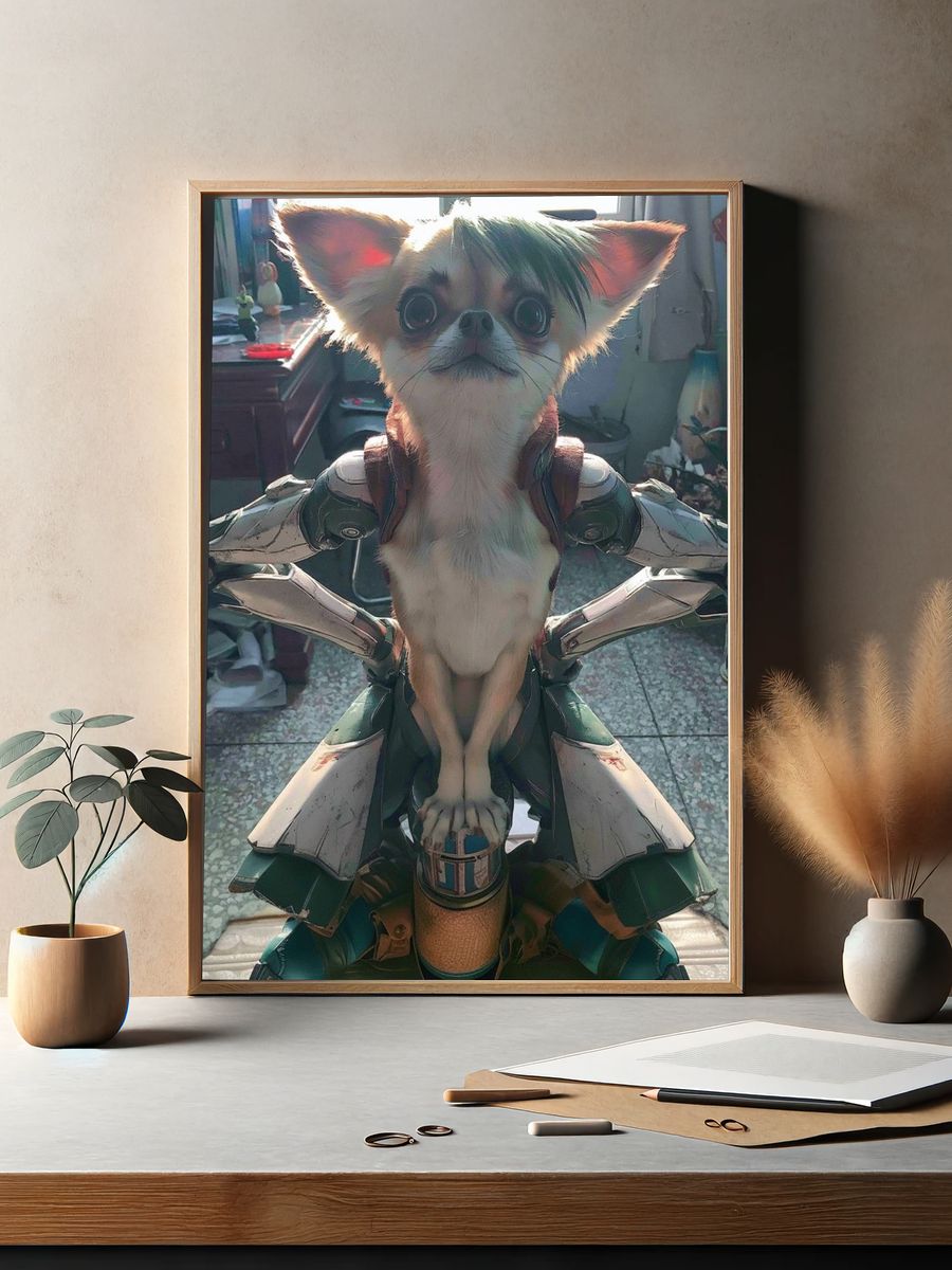 Cyber Chihuahua Portrait Poster. — room view 2