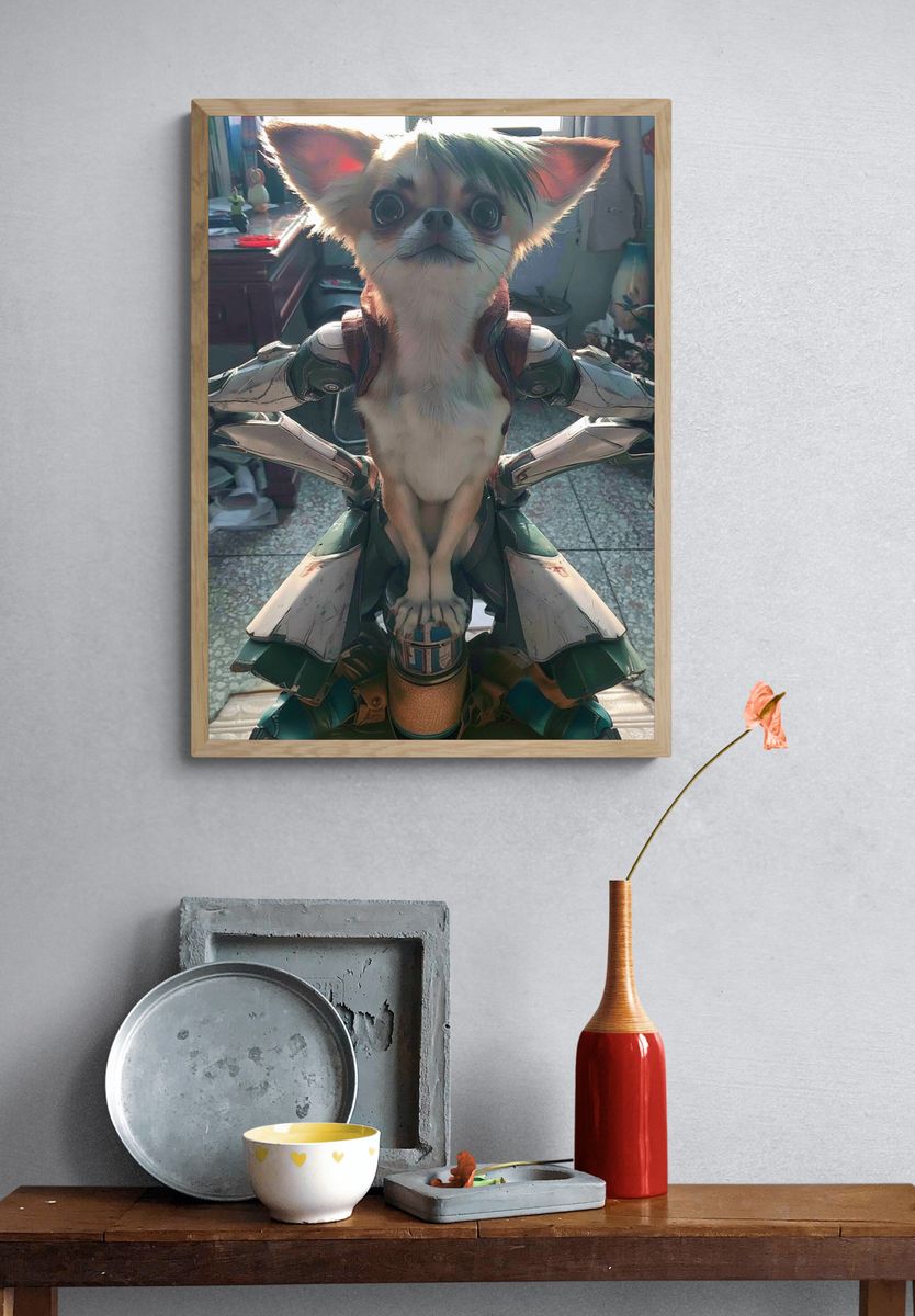 Cyber Chihuahua Portrait Poster. — room view 3