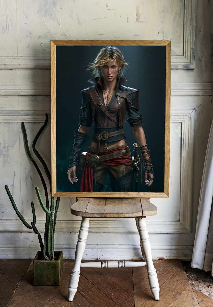 Fantasy Warrior Portrait Print. room preview