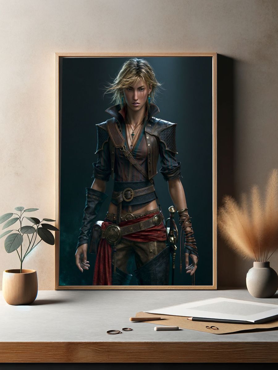 Fantasy Warrior Portrait Print. — room view 2
