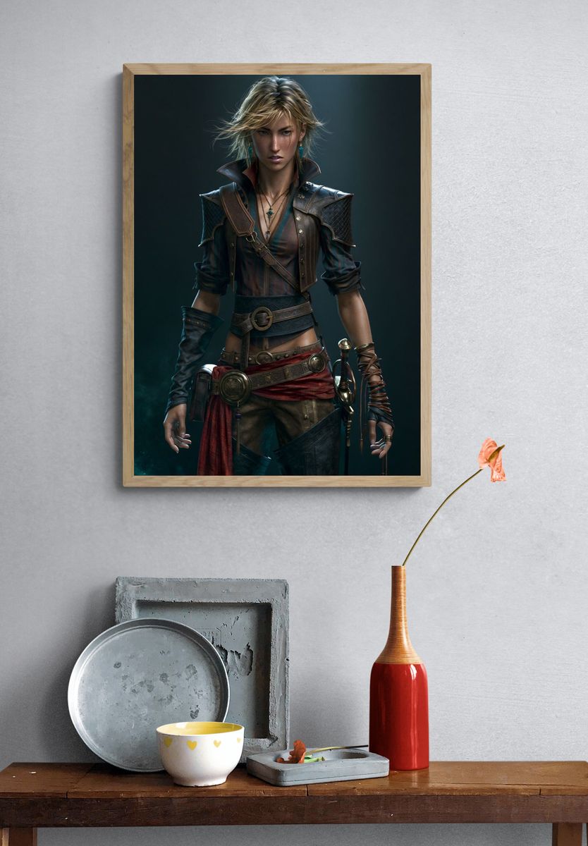Fantasy Warrior Portrait Print. — room view 3