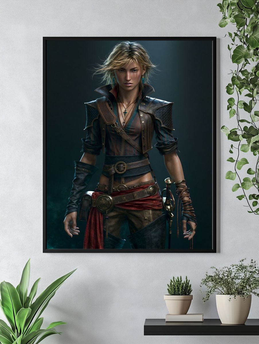 Fantasy Warrior Portrait Print. — room view 4