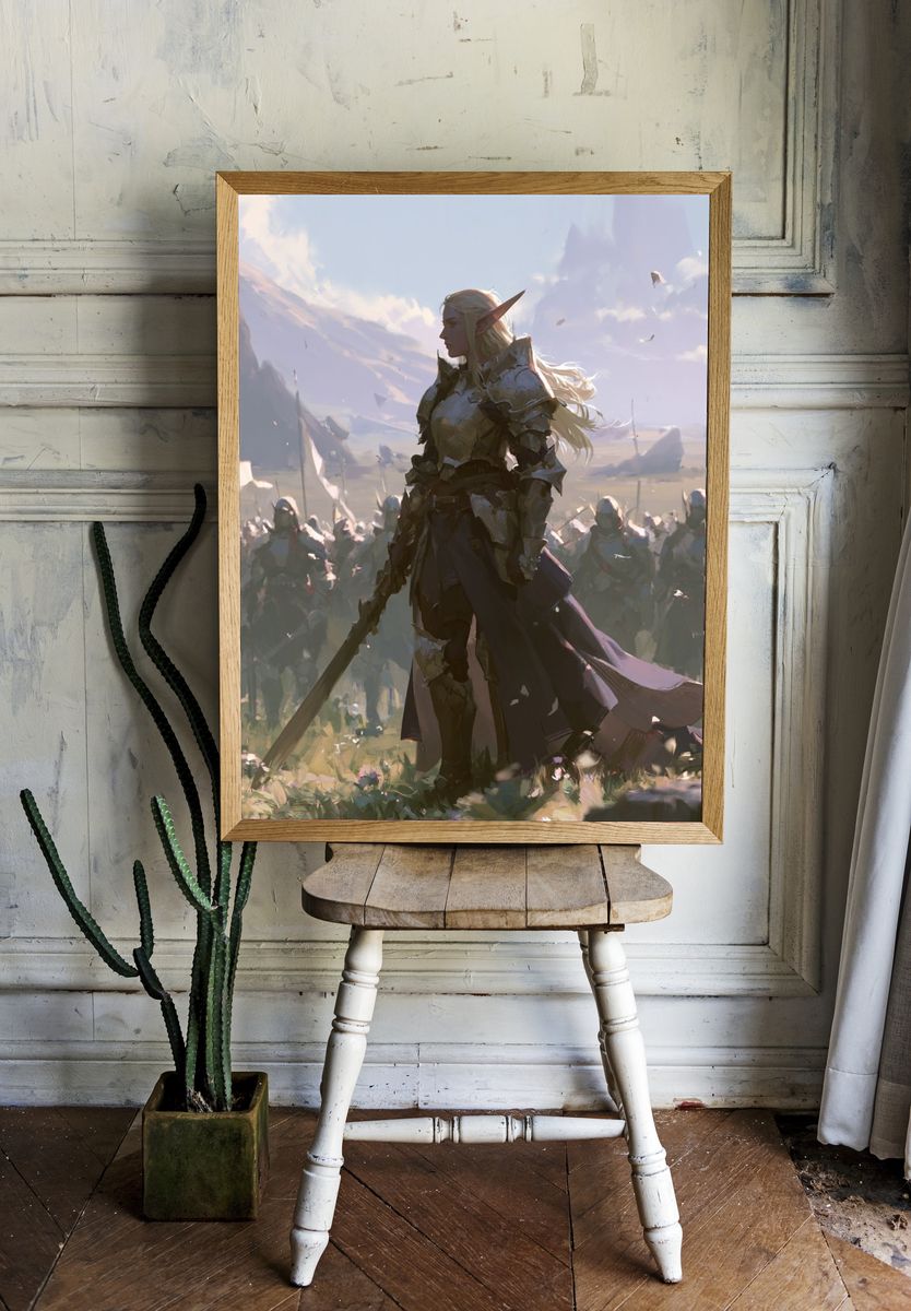 Elf Warrior Fantasy Illustration Poster. room preview