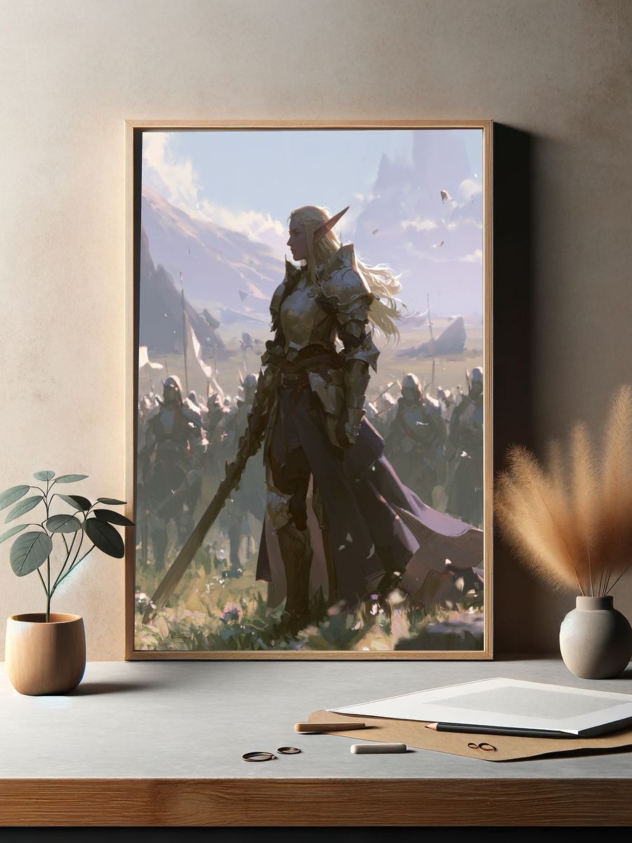 Elf Warrior Fantasy Illustration Poster. — room view 2