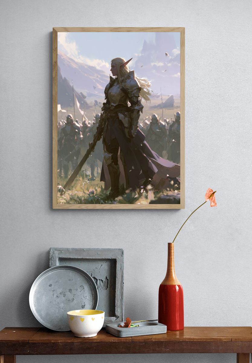Elf Warrior Fantasy Illustration Poster. — room view 3