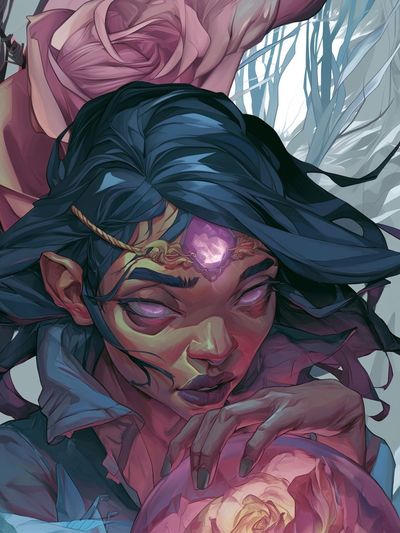 Mystic Floral Portrait Illustration Poster. poster