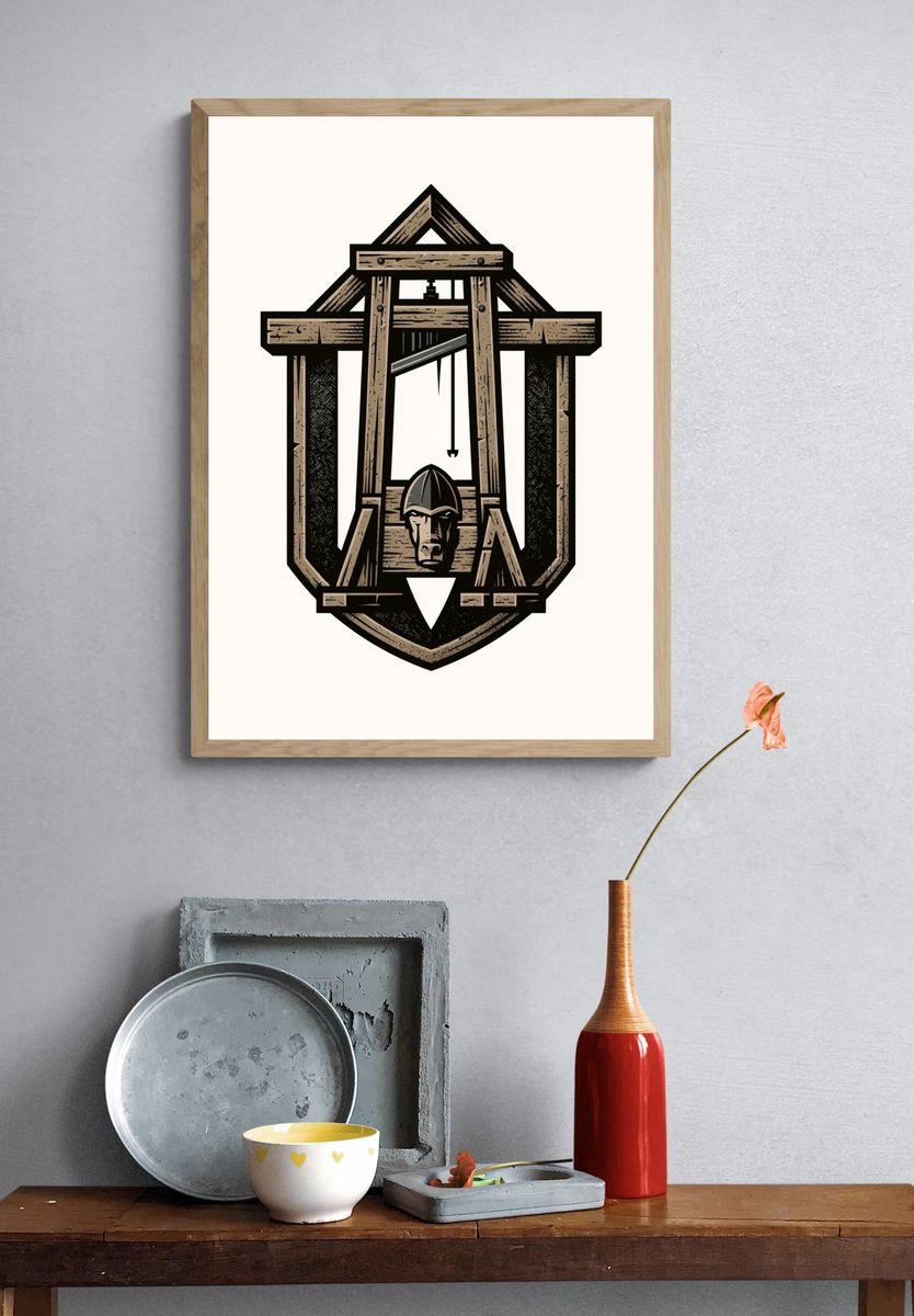 Medieval Siege Engine Illustration Poster. — room view 3
