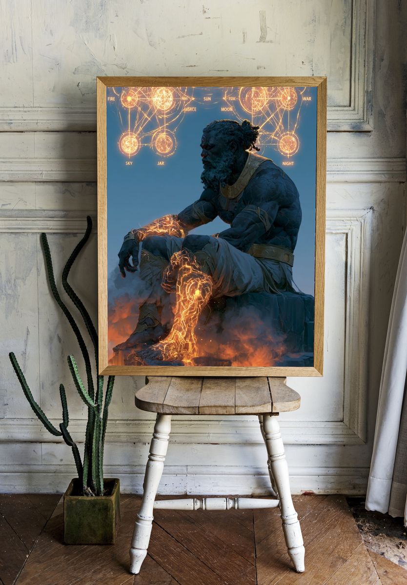 Mythic Titan Digital Art Poster. — room view 1