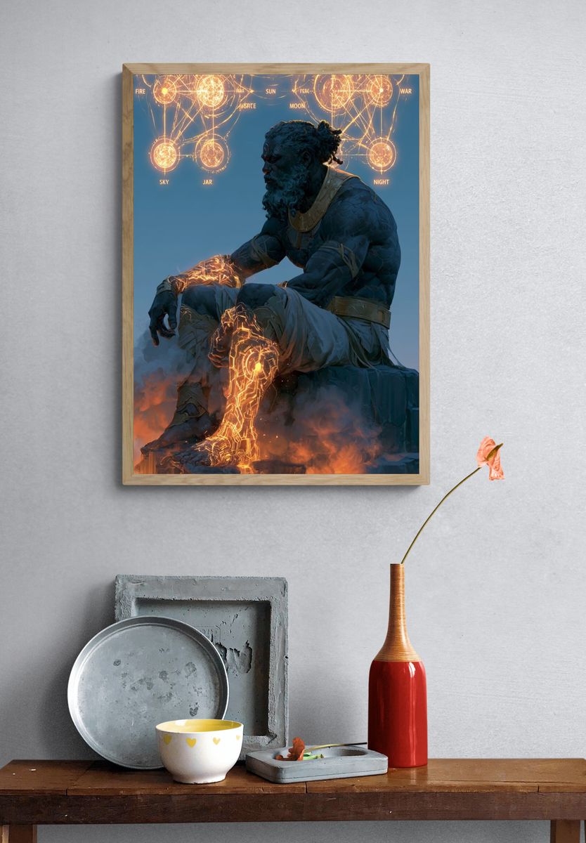 Mythic Titan Digital Art Poster. — room view 3