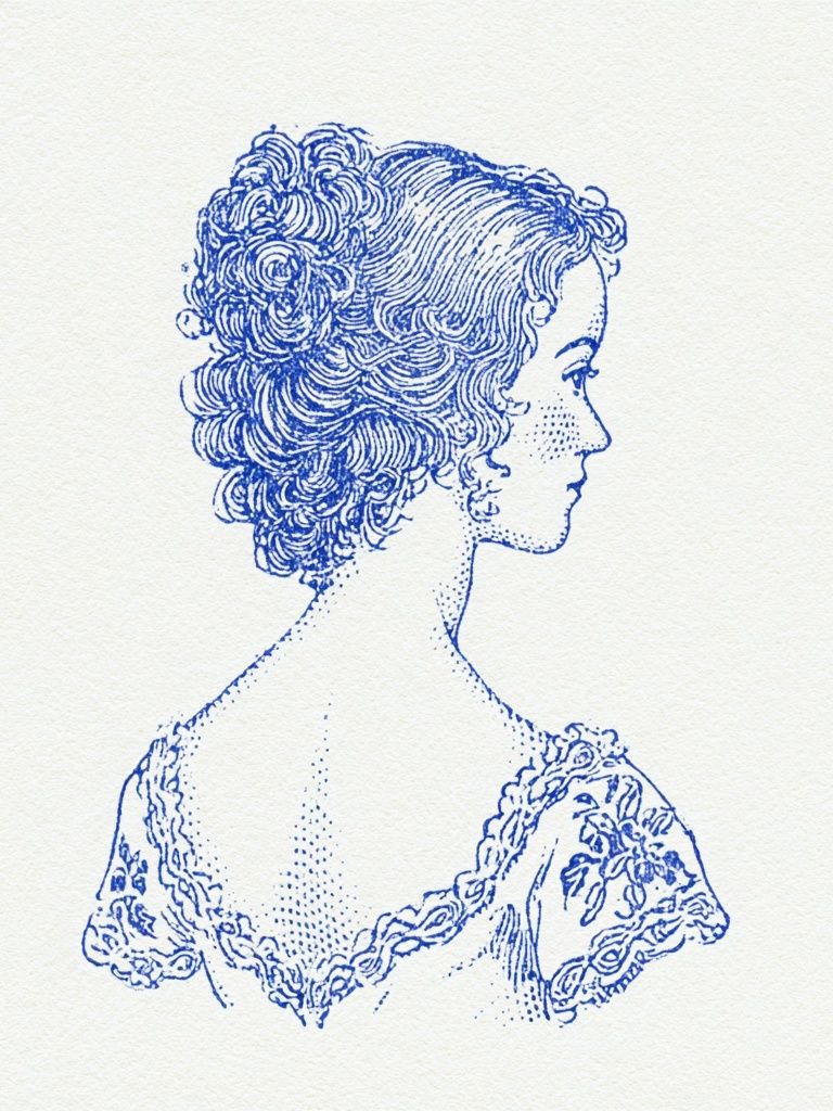 Blue Lady Portrait Illustration Poster. poster — illustration art