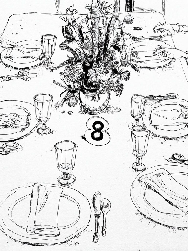 Dinner Table Sketch Poster. poster — illustration art