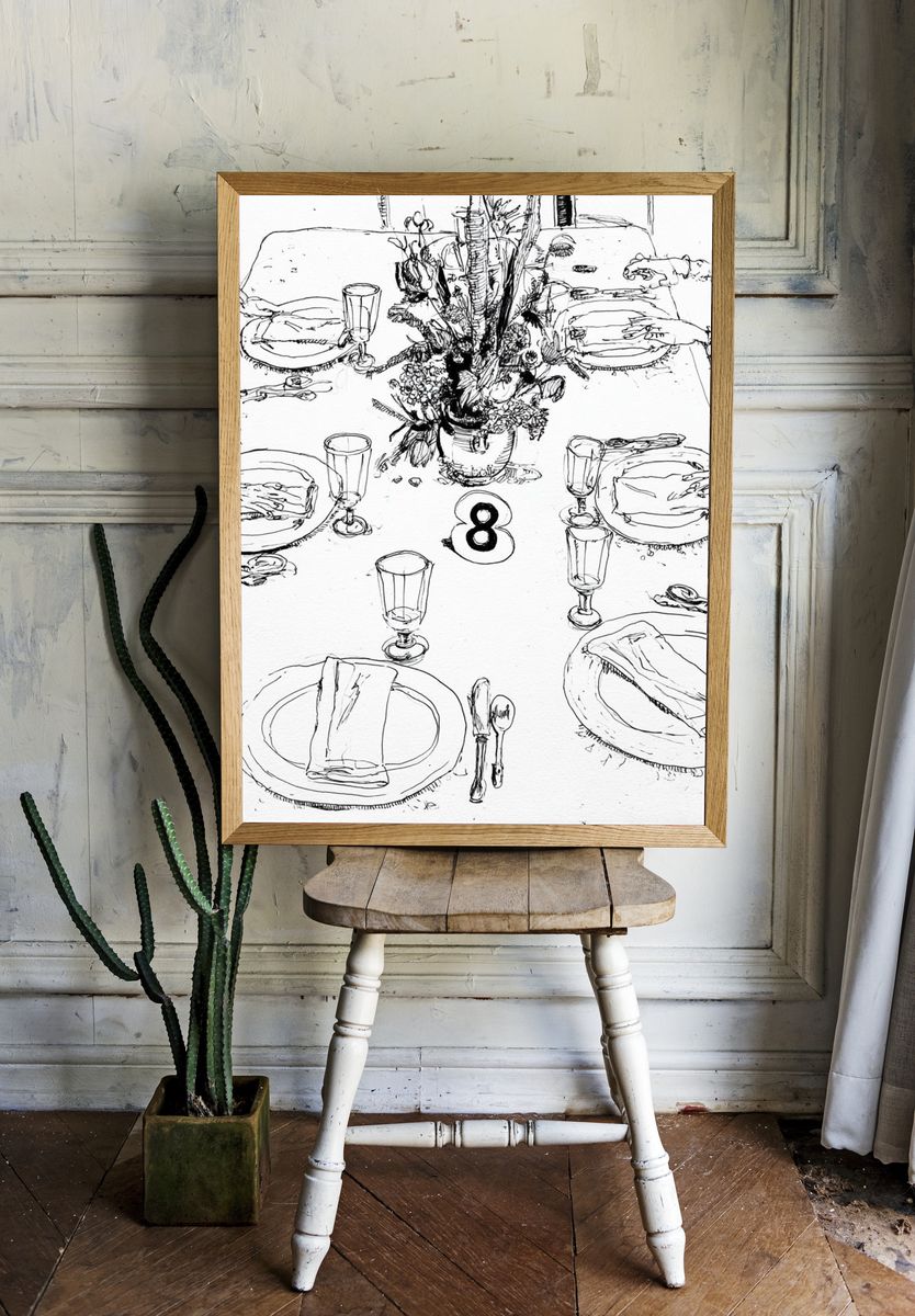 Dinner Table Sketch Poster. — room view 1