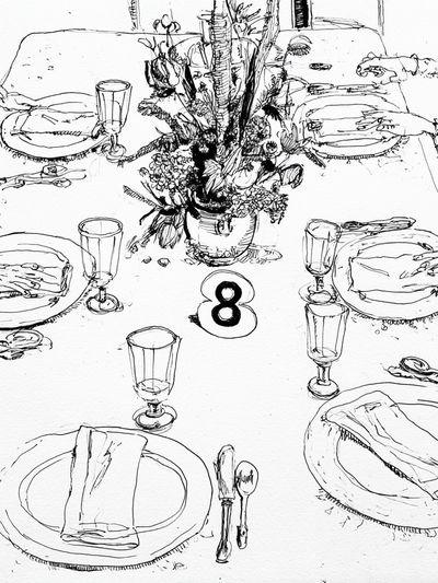 Dinner Table Sketch Poster. poster