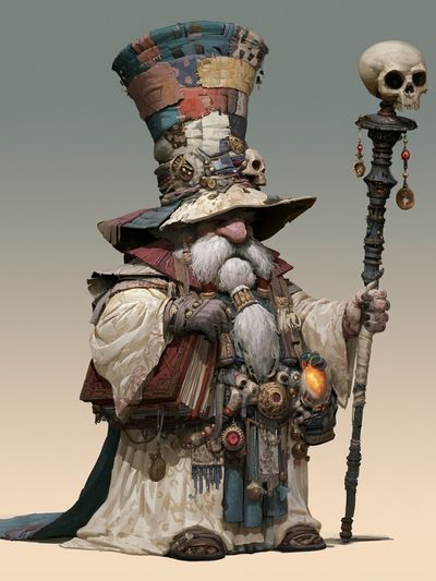 Mystic Skull Wizard Illustration Print. poster