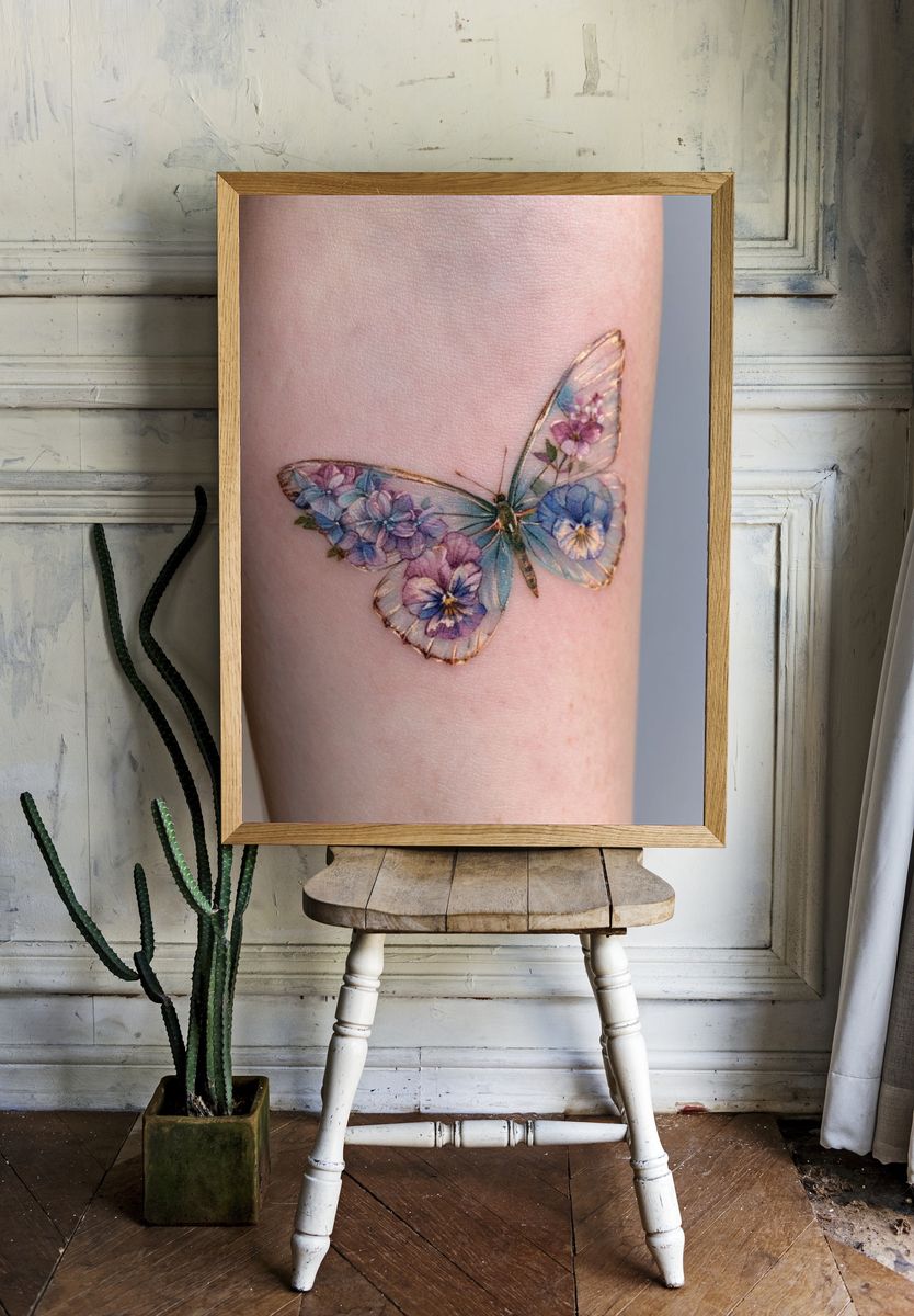 Floral Butterfly Illustration Poster. — room view 1