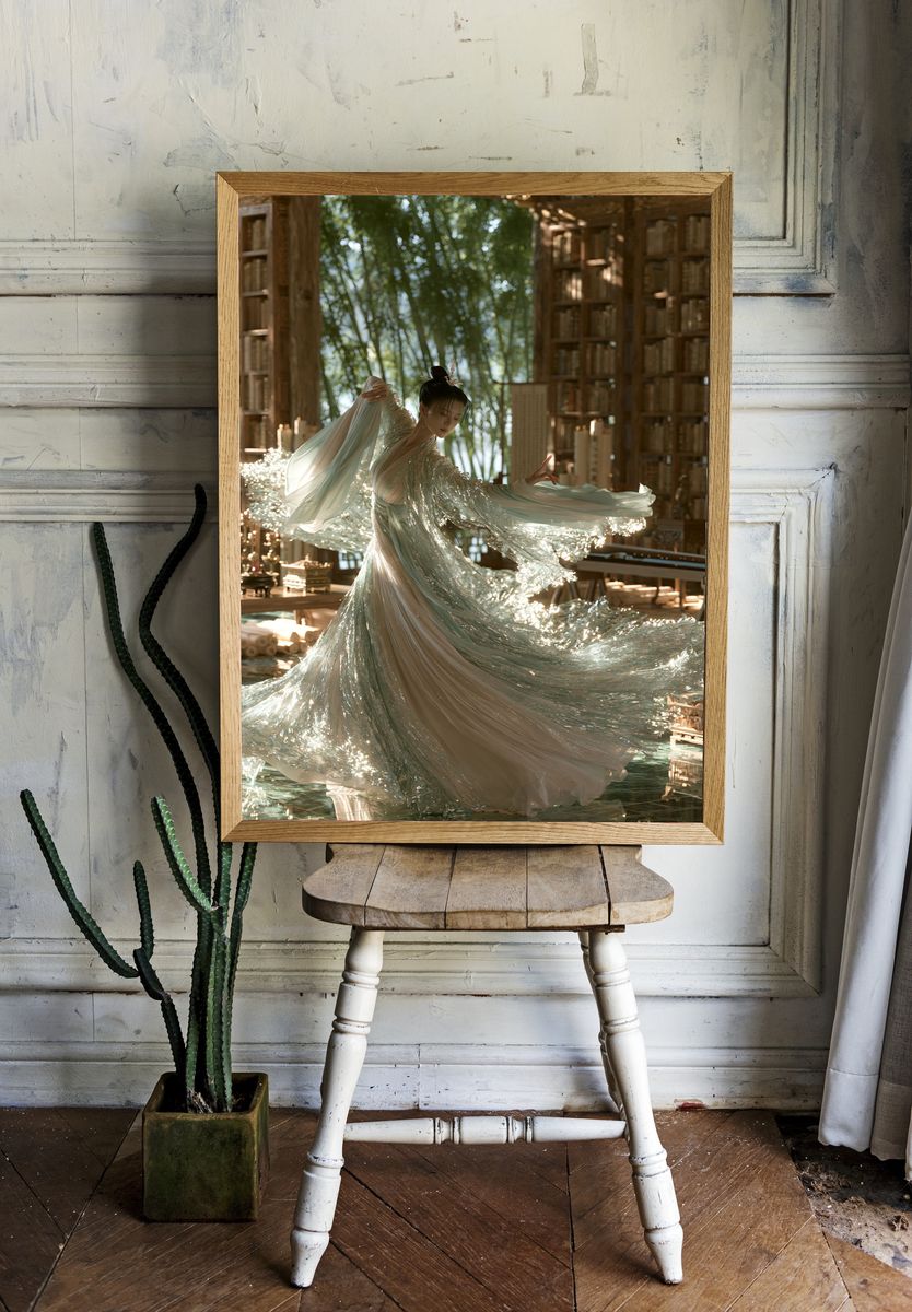 Elegant Dancer in Silk Poster. — room view 1
