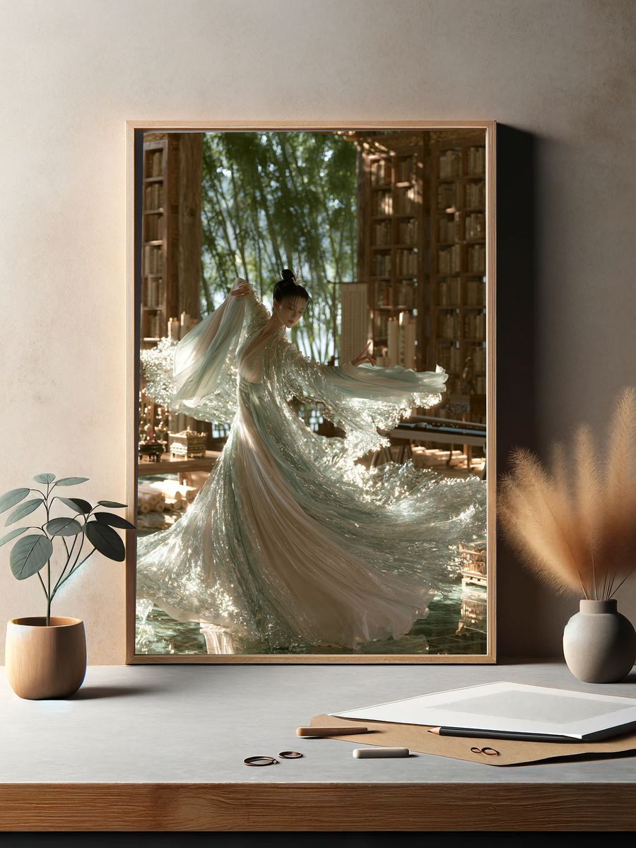 Elegant Dancer in Silk Poster. — room view 2