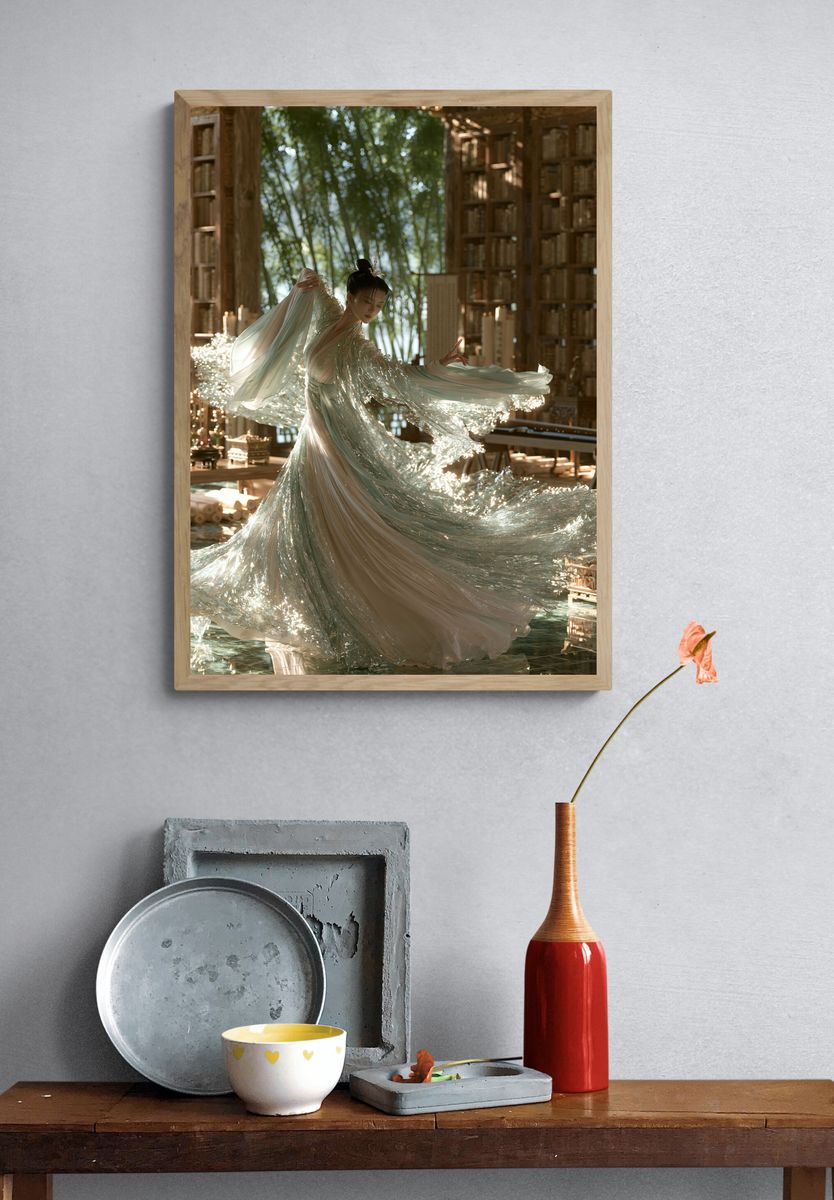 Elegant Dancer in Silk Poster. — room view 3