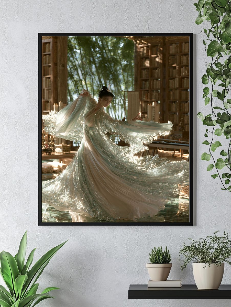 Elegant Dancer in Silk Poster. — room view 4