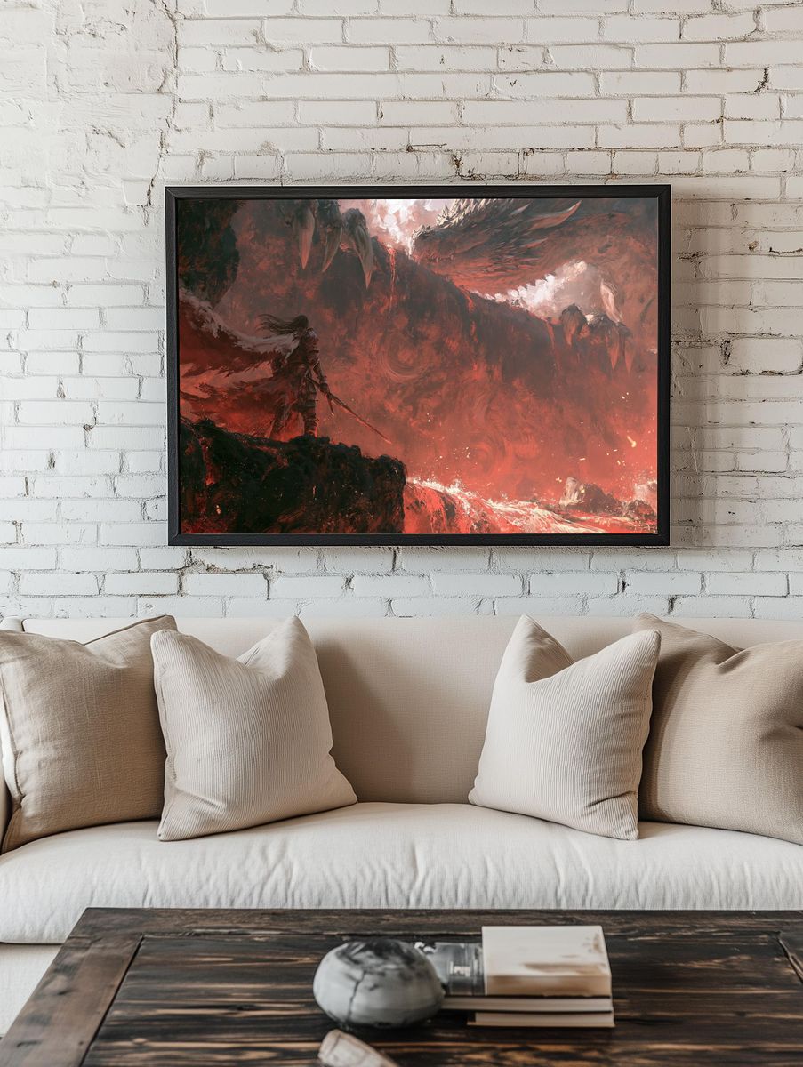 Dragon Slayer Fantasy Art Print. room preview