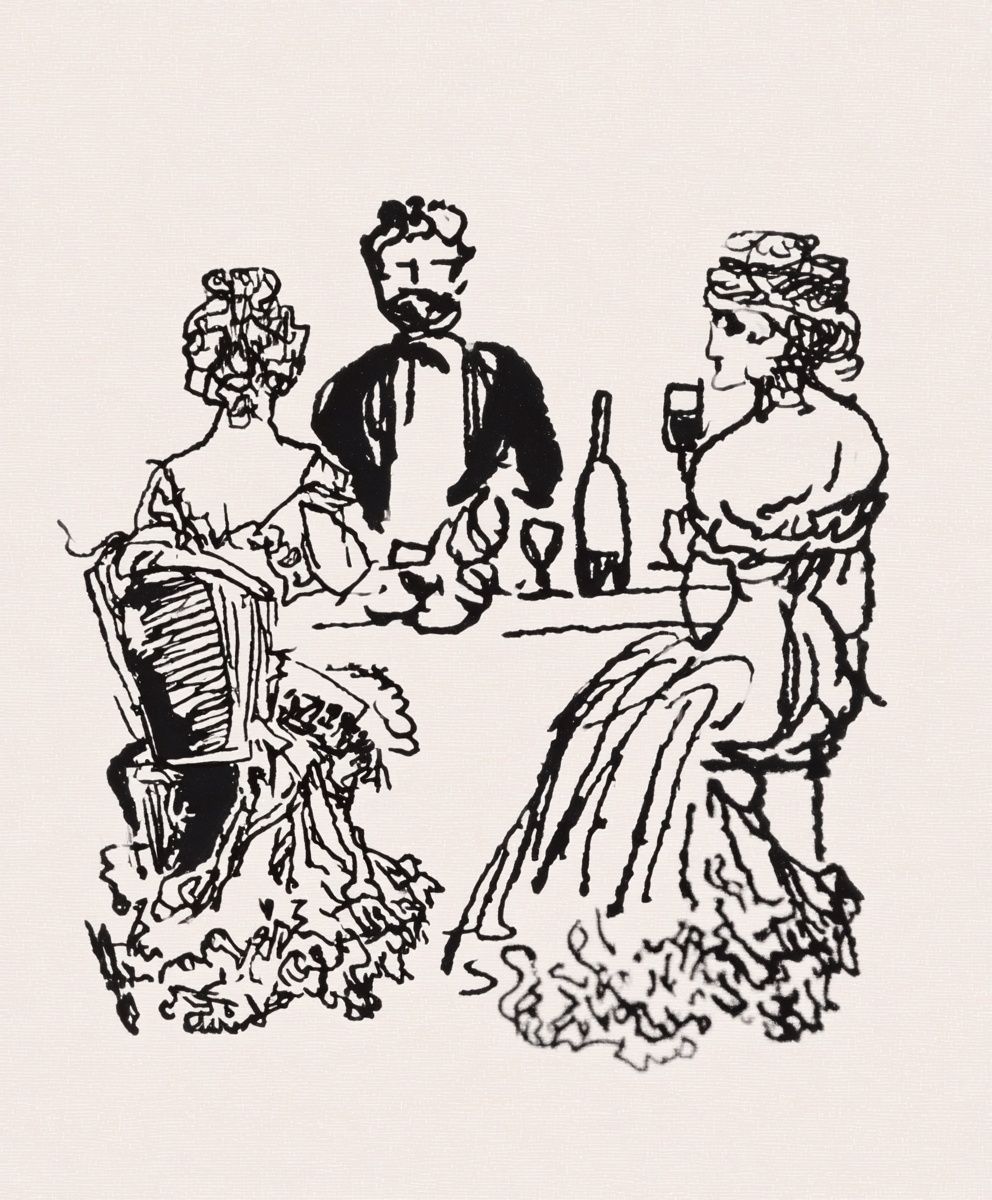 Elegant Dinner Party Sketch Print. poster detail