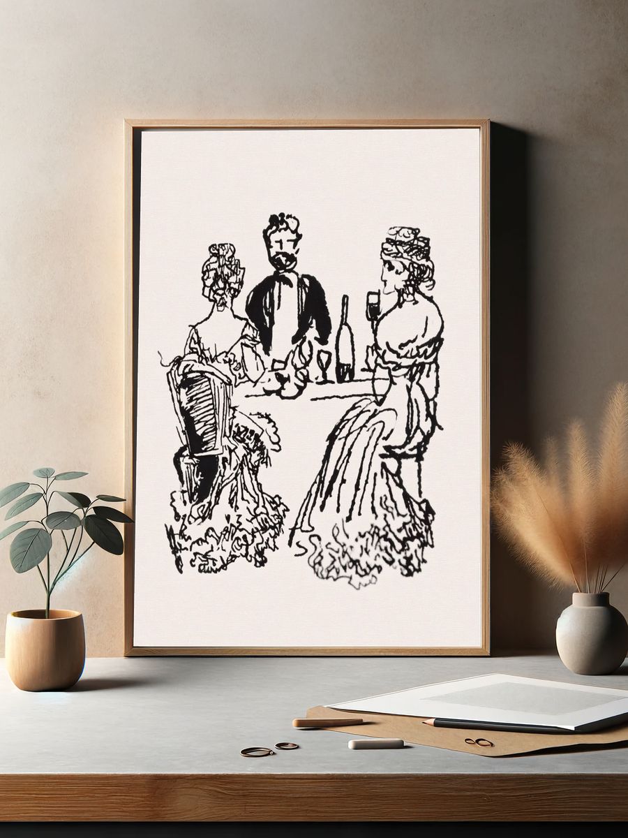 Elegant Dinner Party Sketch Print. — room view 2