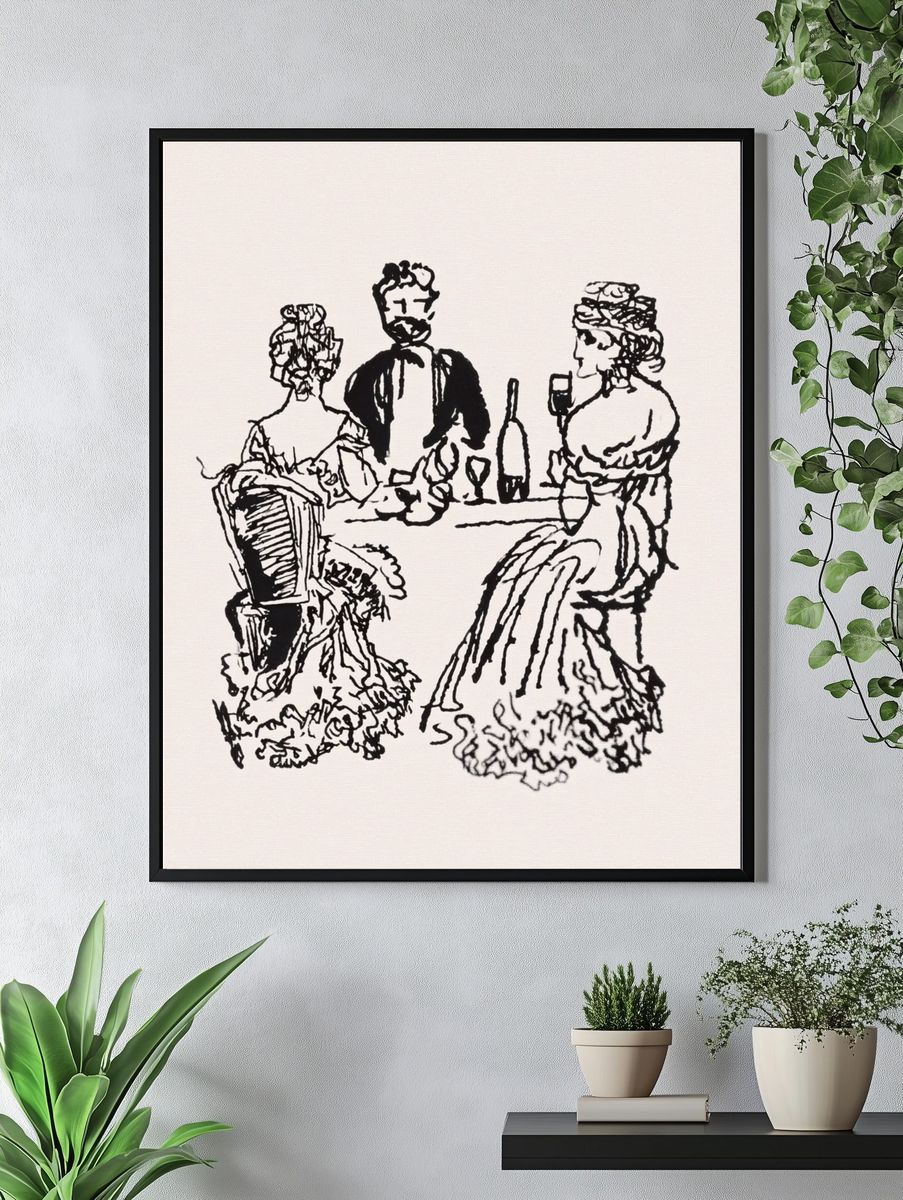 Elegant Dinner Party Sketch Print. — room view 4