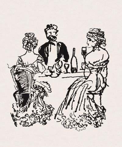 Elegant Dinner Party Sketch Print. poster