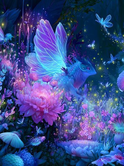 Enchanted Butterfly Garden Illustration Poster.