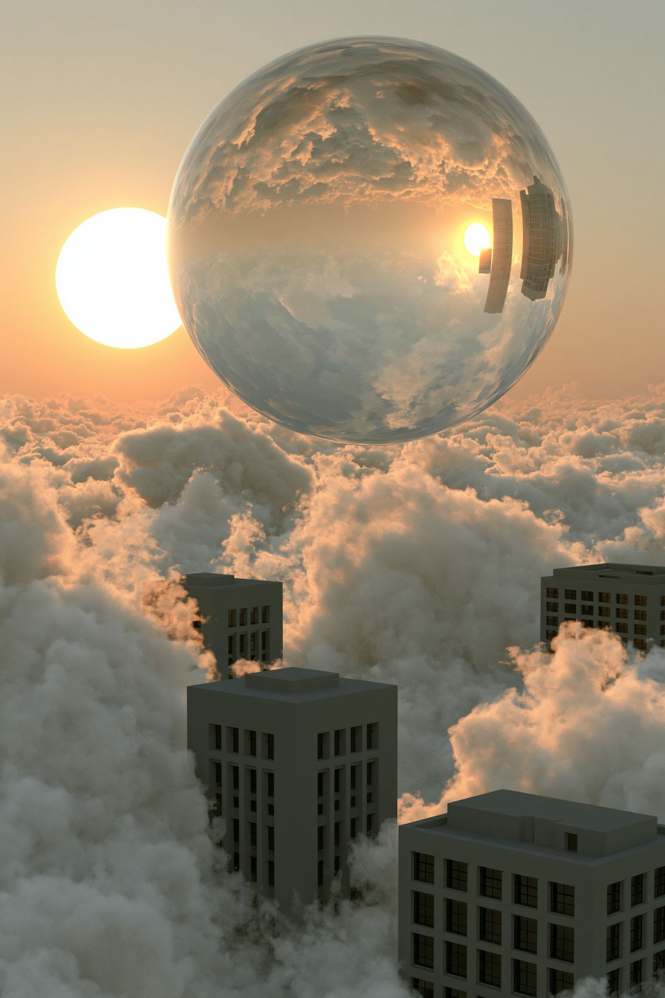 Surreal Cloud Cityscape Print. poster detail