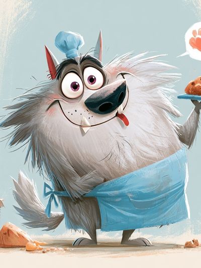 Chef Wolf Cartoon Print. poster