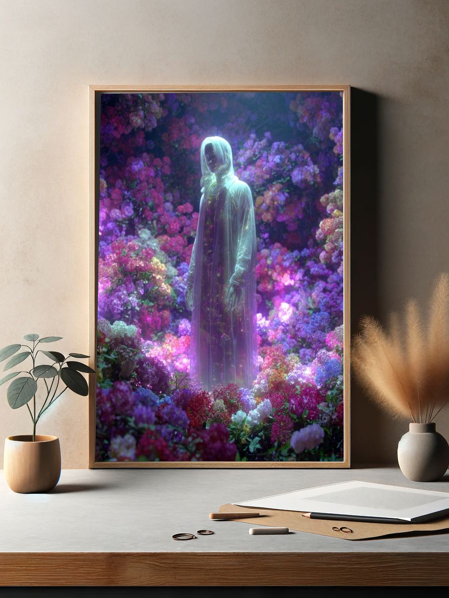 Ethereal Floral Figure Digital Art Print. — room view 2