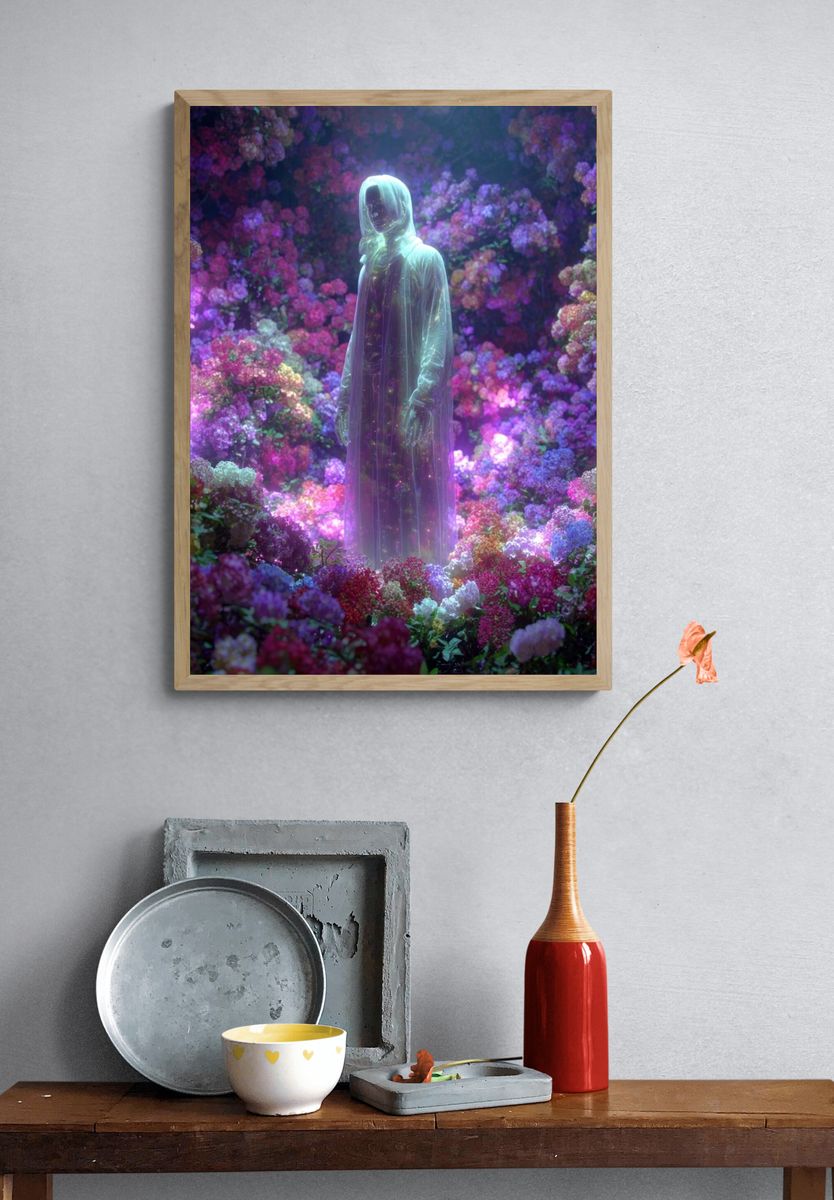 Ethereal Floral Figure Digital Art Print. — room view 3